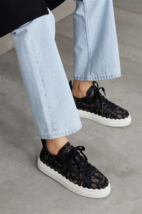 chloe lace sneakers|chloe scalloped sneakers.